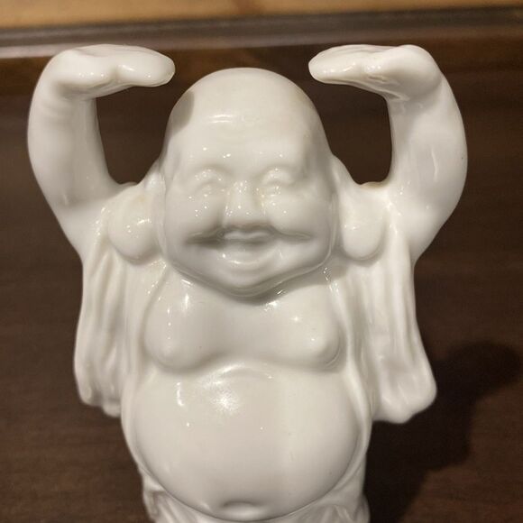 Vtg Japanese Benihana White Smiling Buddha Statue Figure - Picture 2 of 7